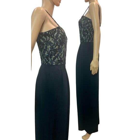 Vintage 80s Nolan Miller Black Jumpsuit w Lace Beads and Sequins | XSmall - Picture 7 of 10